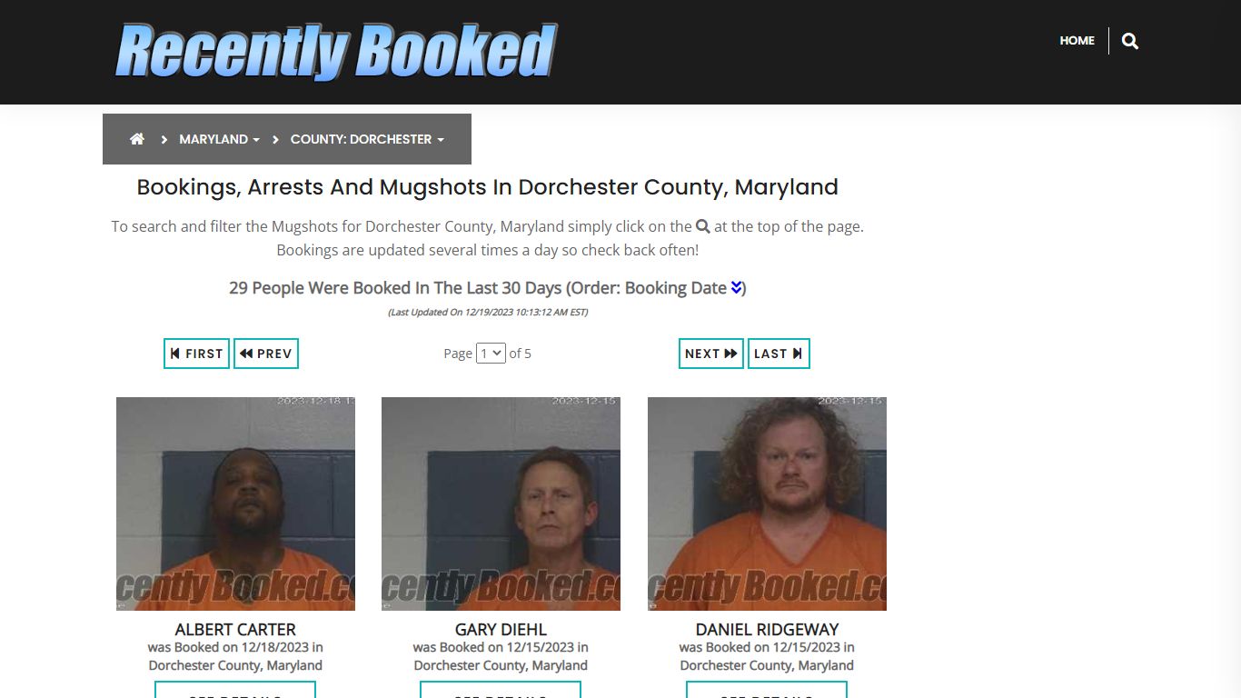 Bookings, Arrests and Mugshots in Dorchester County, Maryland