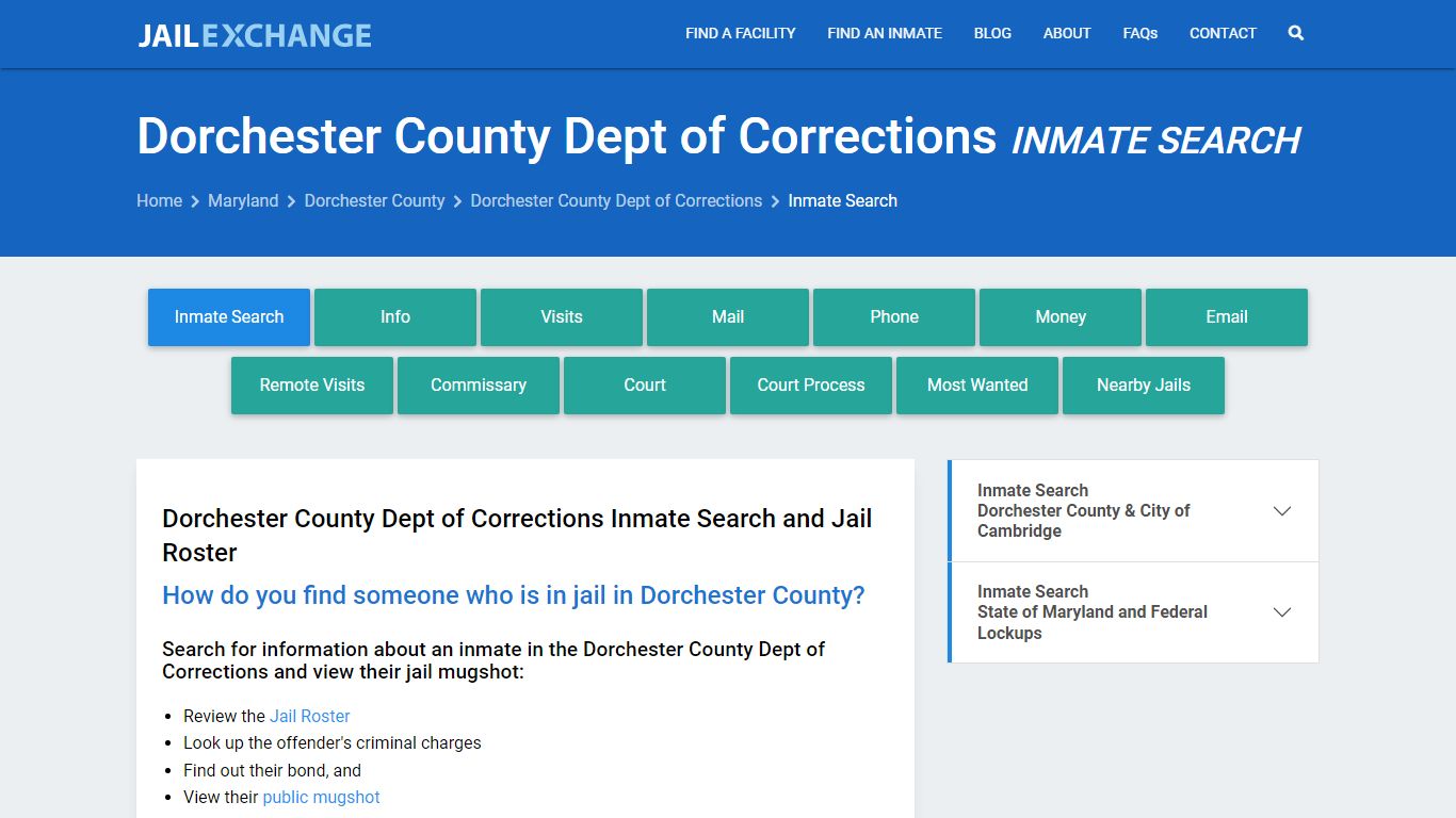 Dorchester County Dept of Corrections Inmate Search - Jail Exchange