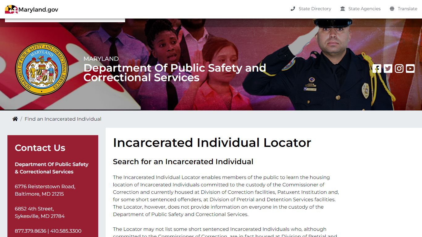 DPSCS - Find an Incarcerated Individual - Maryland Department of Public ...