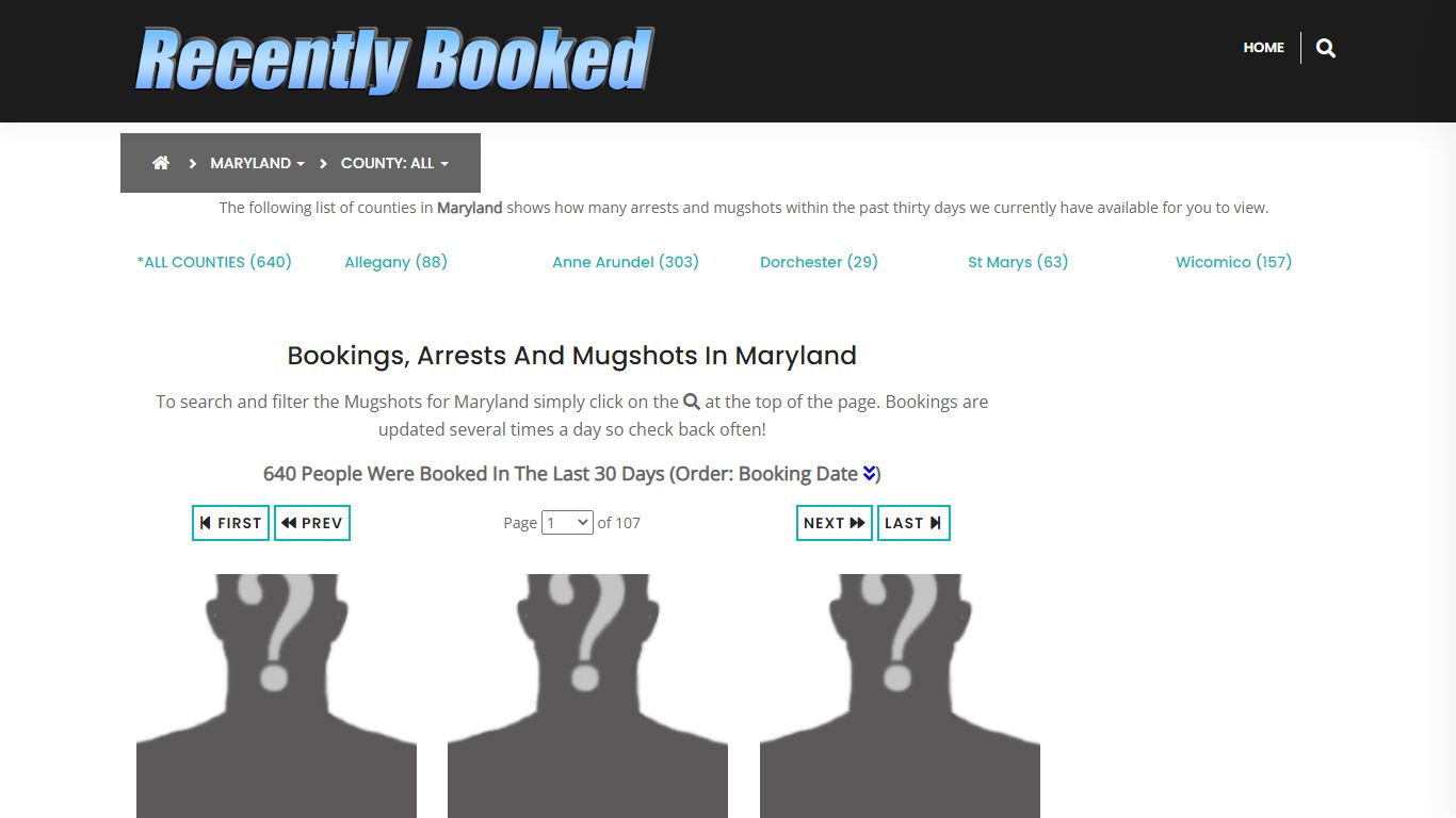 Recent bookings, Arrests, Mugshots in Maryland - Recently Booked